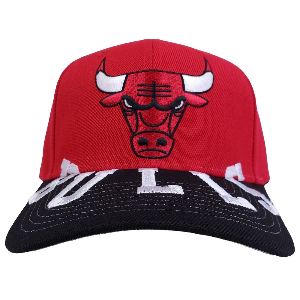 Chicago Bulls Mitchell & Ness NBA Pro Fit Snapback Hat Cap 3D Logo Bill Logo NWT